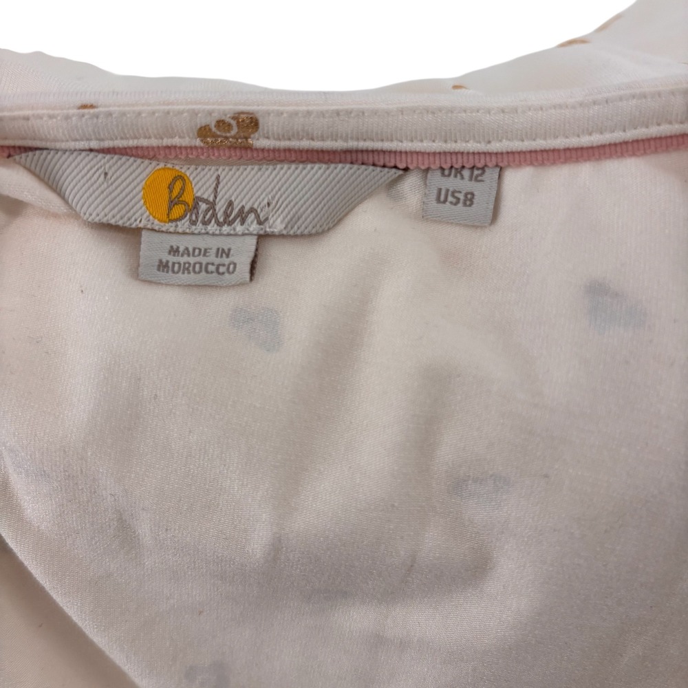 Boden Cream Gold Heart Print Flutter Sleeve Wrap Top Women's US 8 - Picture 7 of 8
